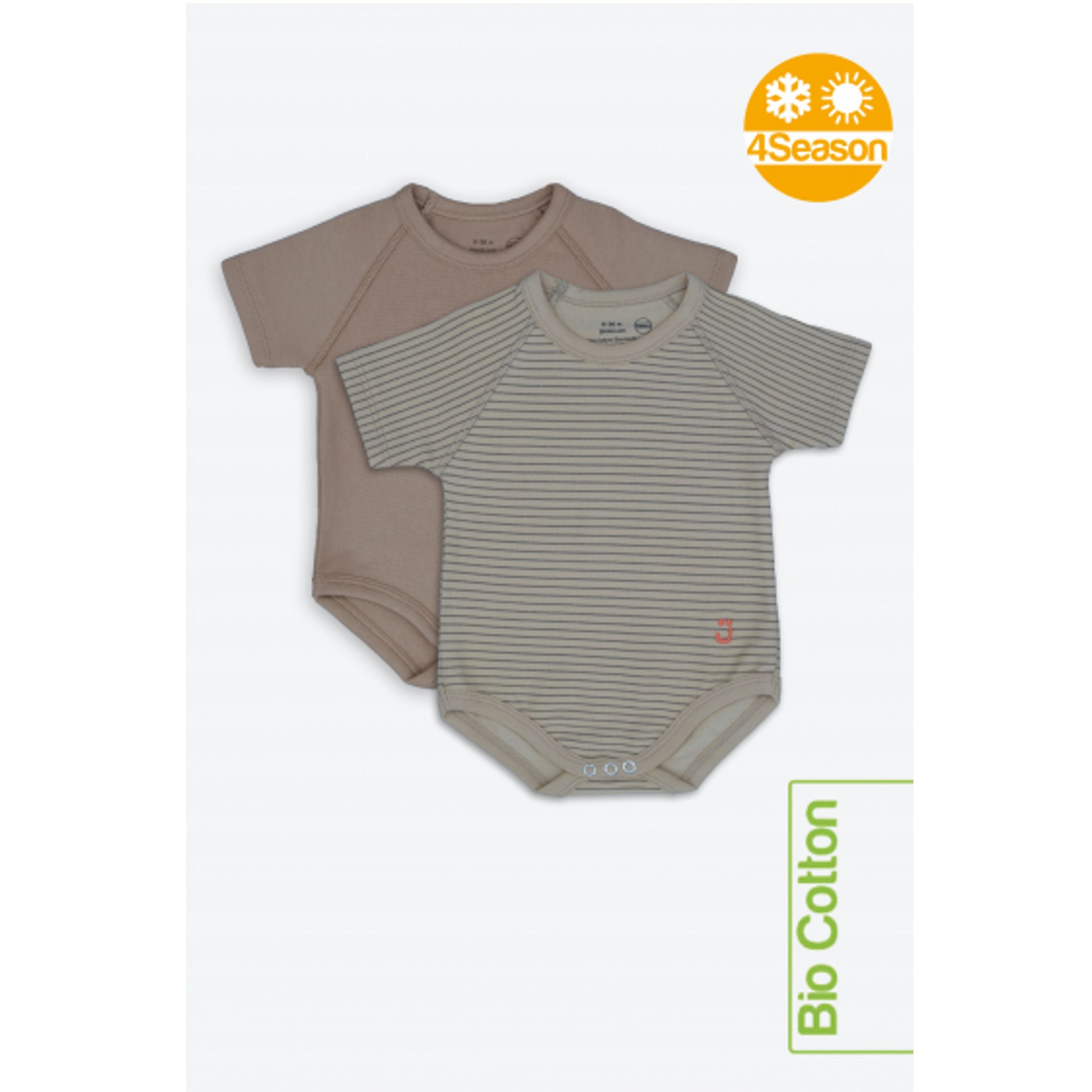 Body-Neonato-Cotone-Biologico-Mezze-Maniche-Bipack-Marrone-Righe-Marrone-scaled JBimbi Bipack Body Marrone + Righe Marrone - immagine 1