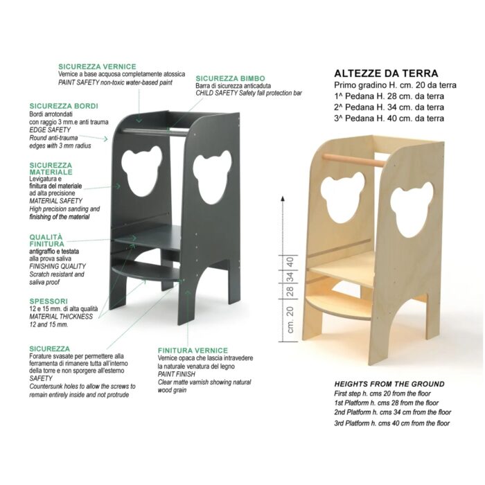 Italbaby Torre di Apprendimento Teddy Tower Antracite - immagine 2