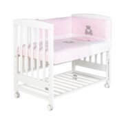 Picci Microletto Co-Sleeping con Materasso e Set Tessile Bonnie Bianco Rosa