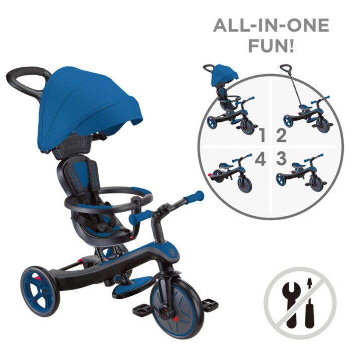 Globber Triciclo Explorer Trike 4in1 Deluxe Play Royal Blue - immagine 2